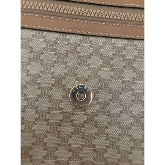 Celine Vintage Macadam Triomphe Canvas & Leather Clutch Bag Authentic Classic - Picture 8 of 14